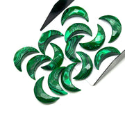 Faceted Malachite Crescent Moon Beads: 17mm Carved Gemstone Briolettes