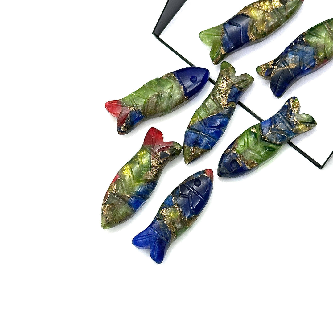 AAA Green, Blue Copper Turquoise Fish Shape Gemstone, Rare Turquoise Fish Shape Beads, Crystals Fish for Jewelry Making, Fish Charms 23X9 MM