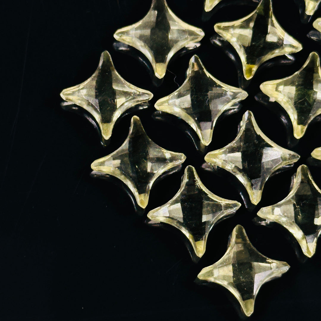 Natural Lemon Quartz Ninja Star Shape Carving Beads, Ninja Star Shape Gemstone Beads, 11X15 MM Jewelry Making Beads, Star Shape Briolettes