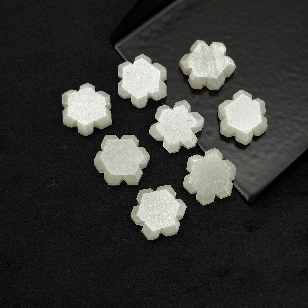 Natural White Moonstone Flower Shape Beads, Carved Flower Shape Gemstone, Flashy Labradorite Carving Beads, 11 MM Loose Beads for Jewelry