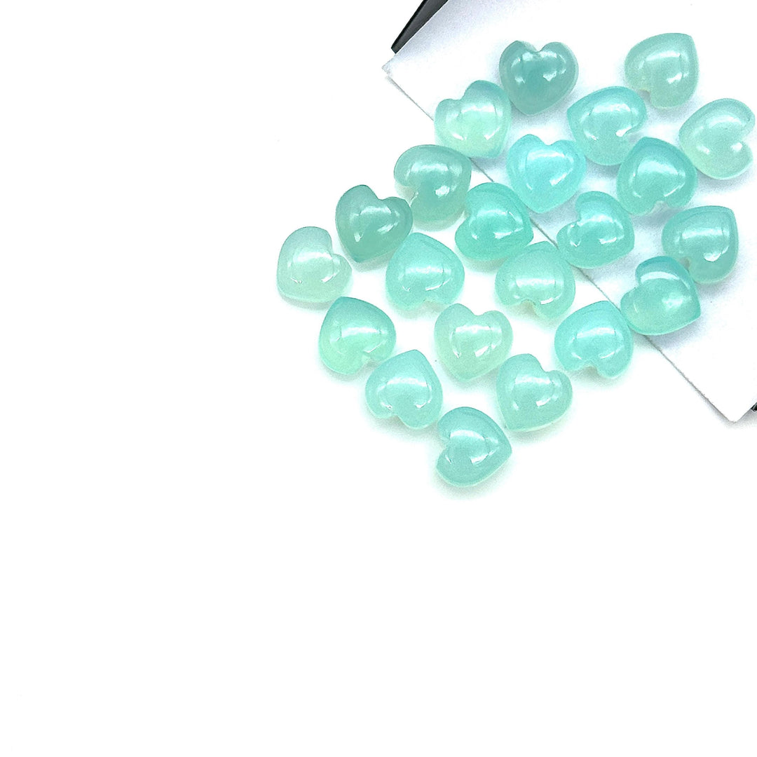 AAA Aqua Chalcedony Heart Shape Briolette's, Aqua Chalcedony Smooth Heart Shape Beads, Loose Gemstones, 8 MM Heart Charms for Jewelry