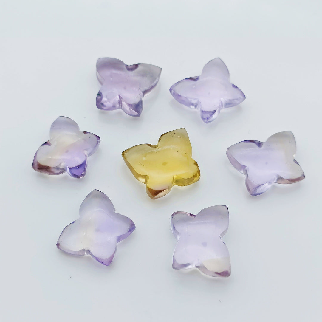 Natural Ametrine Butterfly Shape Gemstone Beads, Hand Carved Smooth Butterfly Briolettes Beads, Fancy Carving Beads, 13X9-14X10 MM