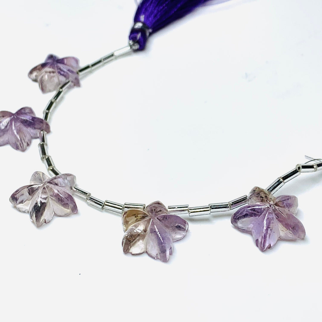 2,3,4,5,6 pcs 100% Natural Ametrine Flower Shape Carved Gemstone, Flower Shape Carving, Carved Gemstone For Jewellery 15-16 mm
