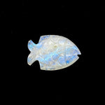 Load image into Gallery viewer, Carved Rainbow Moonstone Fish: Handmade Gemstone Briolette (22x33mm