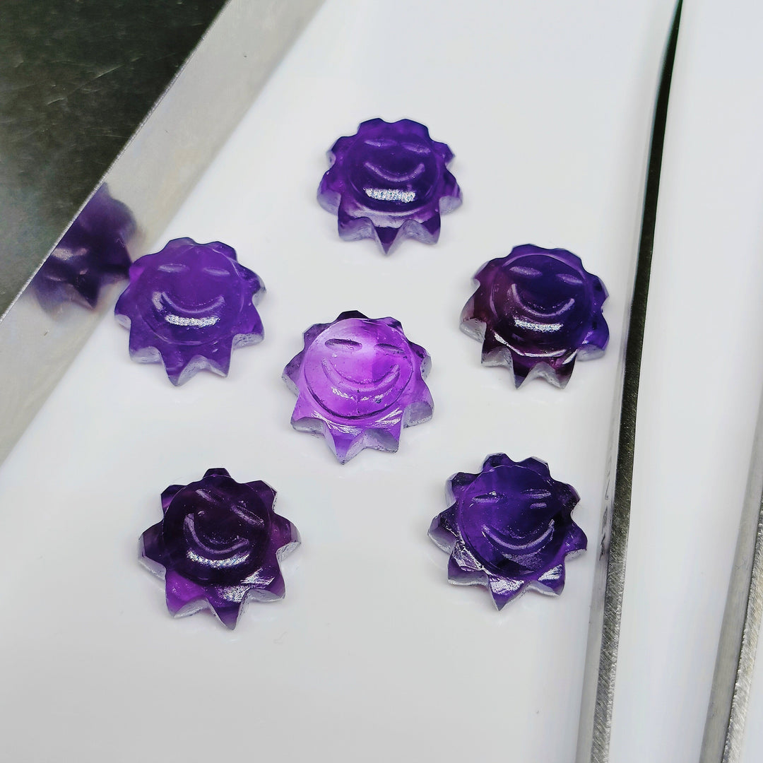 Natural Amethyst Sunflower Shape Hand Carved Gemstone, Loose Gemstone, Fancy Shape Carving Gemstone Beads for Jewlery, Carved Gemstone 12 MM