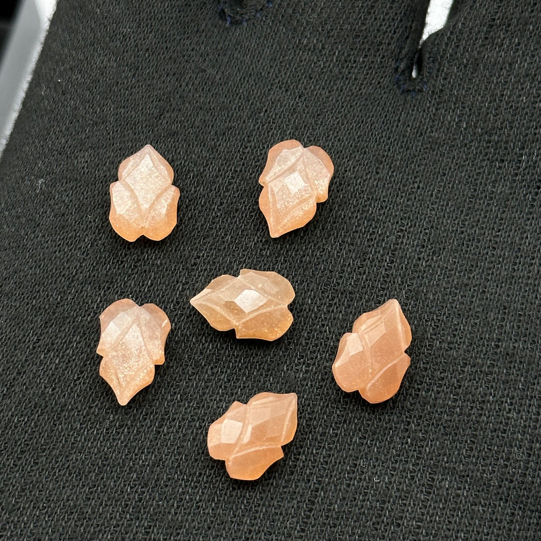 Peach Moonstone Leaf Shape Carving Beads, 9X13 MM Peach Moonstone Gemstone Briolette's, Leaves Shape Faceted Gemstone For Jewelry Making