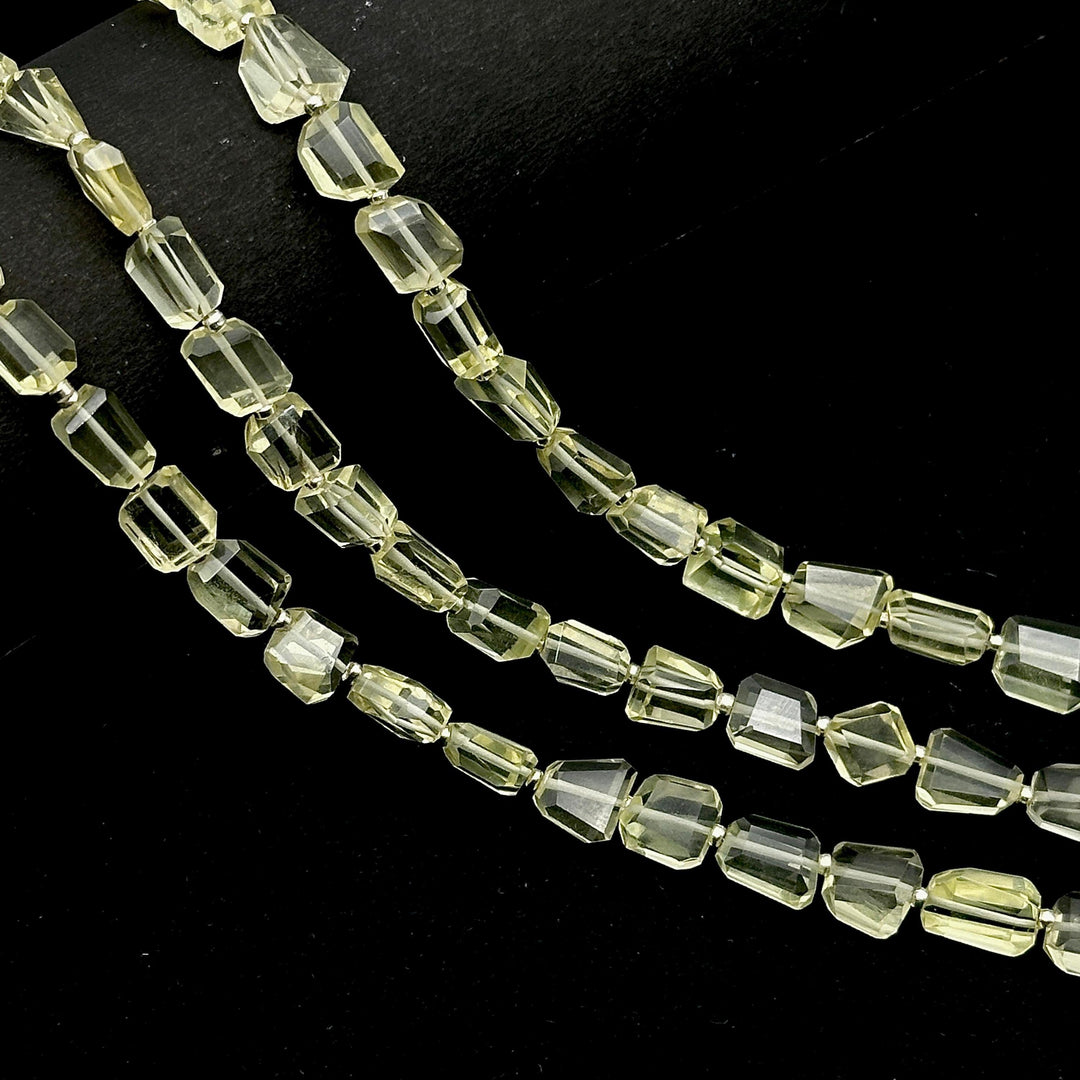 Natural Lemon Quartz Faceted Tumble Shape Gemstone Beads, Lemon Quartz Nuggets Shape Beads, 8" Fancy Wholesale Jewelry Beads, 6X8-7X9 MM