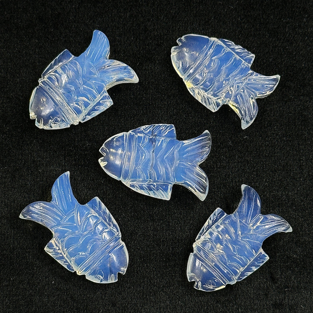 Natural Opalite Fish Carving Gemstone, Hand Carved Fish Shape Gemstone, Opalite Crystal 17X26 MM, Carved Opalite Fish Charm Best For Jewelry