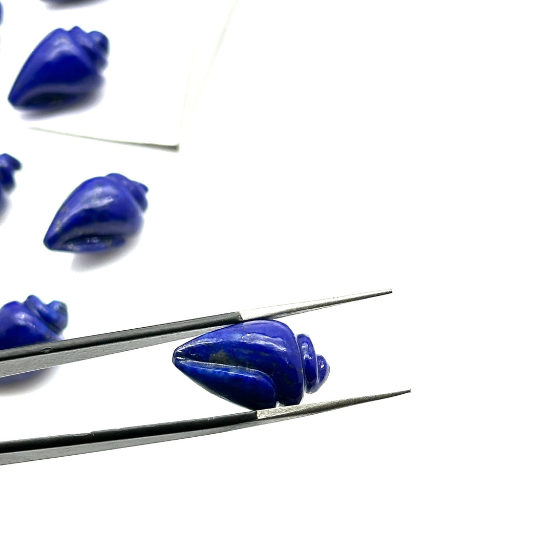 Genuine Lapis Lazuli Conch Shell Shape Beads, Smooth Lapis Snail Shell Gemstone Beads, Beach & Snail Shell Carved Gemstone Beads 18X10 mm