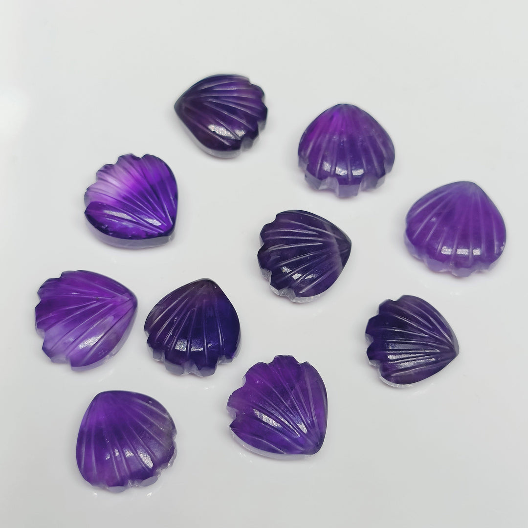 Natural Purple Amethyst Seashell Shape Briolette's, Hand Carved Shell Beads, 12 mm Shell Shape Gemstones For Jewelry Making, Shell Charms