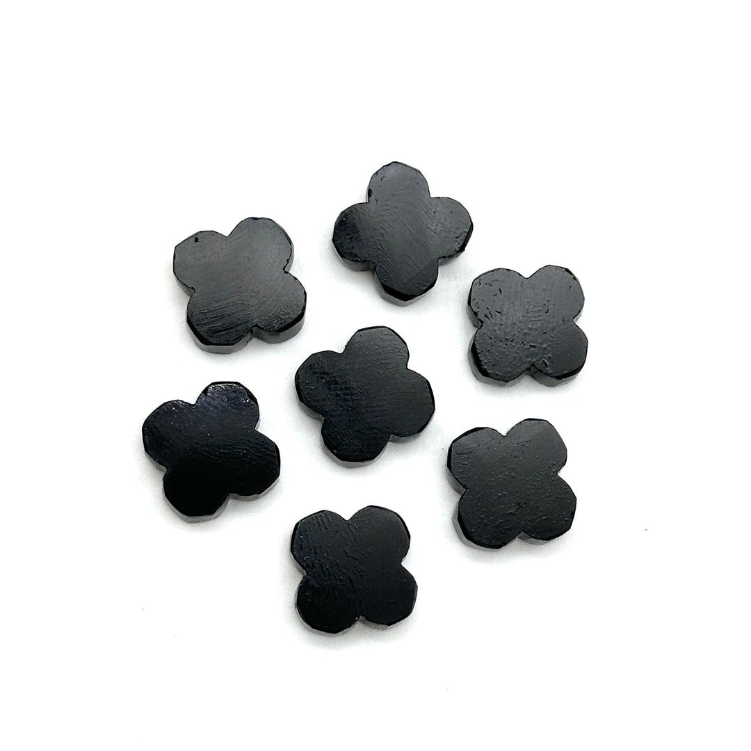 Natural Black Onyx Clover Shape Beads, Four Leaf Clover Shape Gemstone, Loose Wholesale Beads for Jewelry Making, Loose Beads, 12 MM