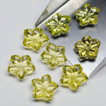Load image into Gallery viewer, 1,2,3,4,5 pcs 100% Natural Lemon Quartz Flower Shape Carved Gemstone, Flower Shape Carving, Carved Gemstone For Jewellery 15-16 mm
