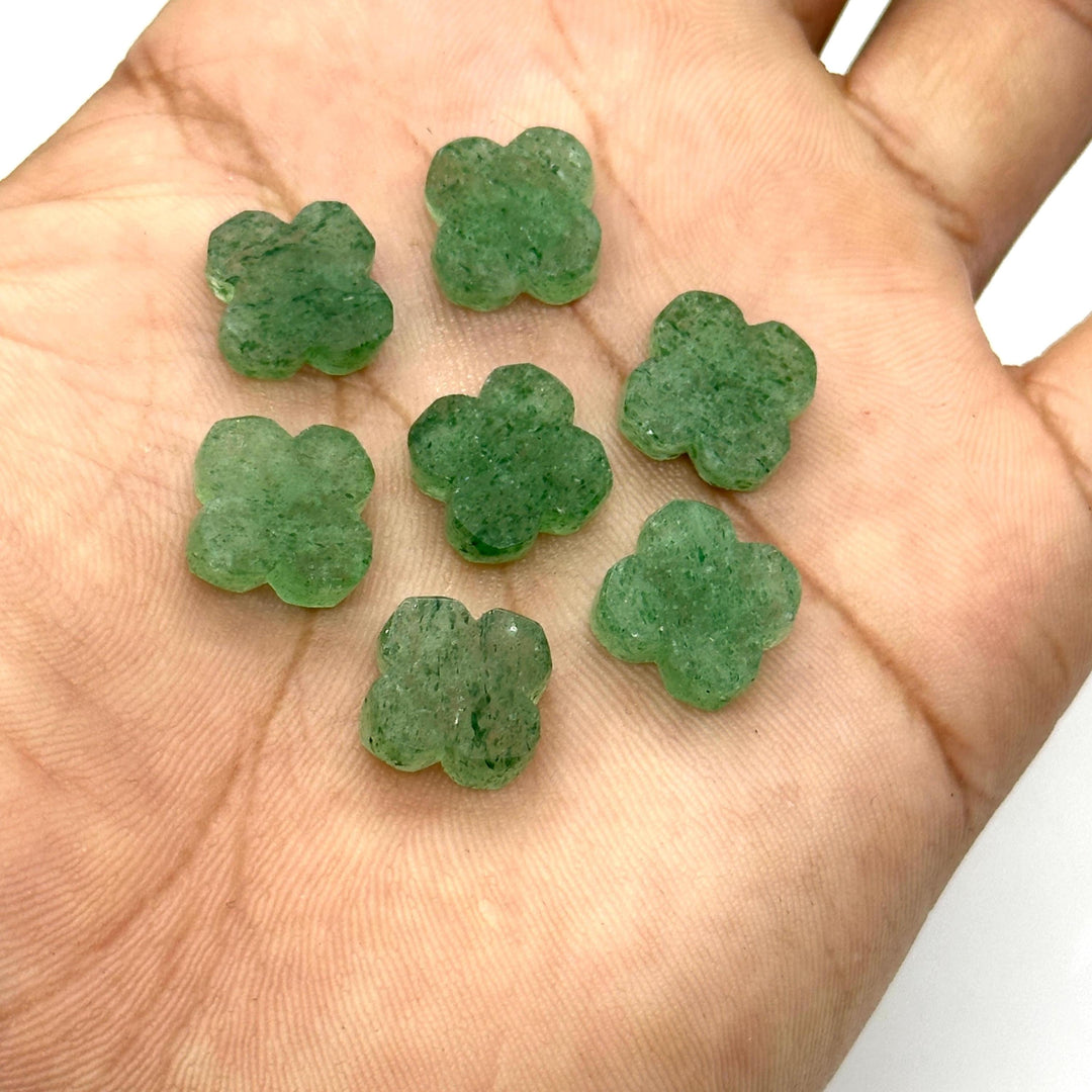 Green Strawberry Clover Shape Beads, Green Strawberry Four Leaf Clover Shape Gemstone, Loose Wholesale Beads for Jewelry Making, 12 MM