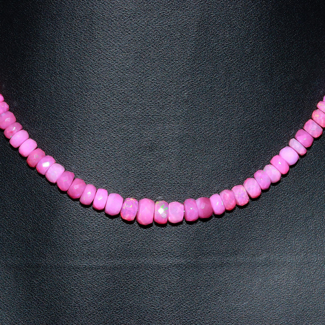 Flashy Pink Lavendar Ethiopian Opal Beads Necklace, Ethiopian Opal Faceted Rondelle Bead Necklace, 4 MM Welo Opal Rondelle, Bridesmaid Gifts