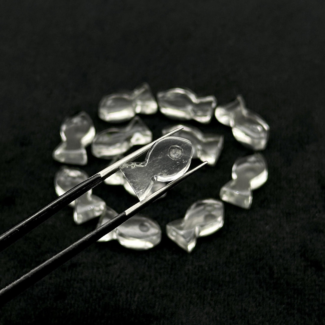 Natural Crystal Quartz Fish Charm Beads, Fancy Fish Shape Carved Gemstone, 7X14 MM, Goddess Power Stone Carving, Jewelry Making Diy Beads