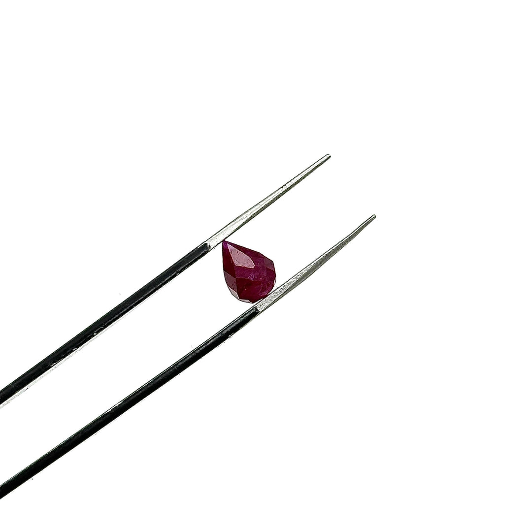 Faceted Ruby Corundum Drop Shape Beads, AAA Red Ruby Teardrop Beads, Hand Carved Gemstone Beads, 6X8 - 7X9 MM, Earring Making Red Dyed Beads