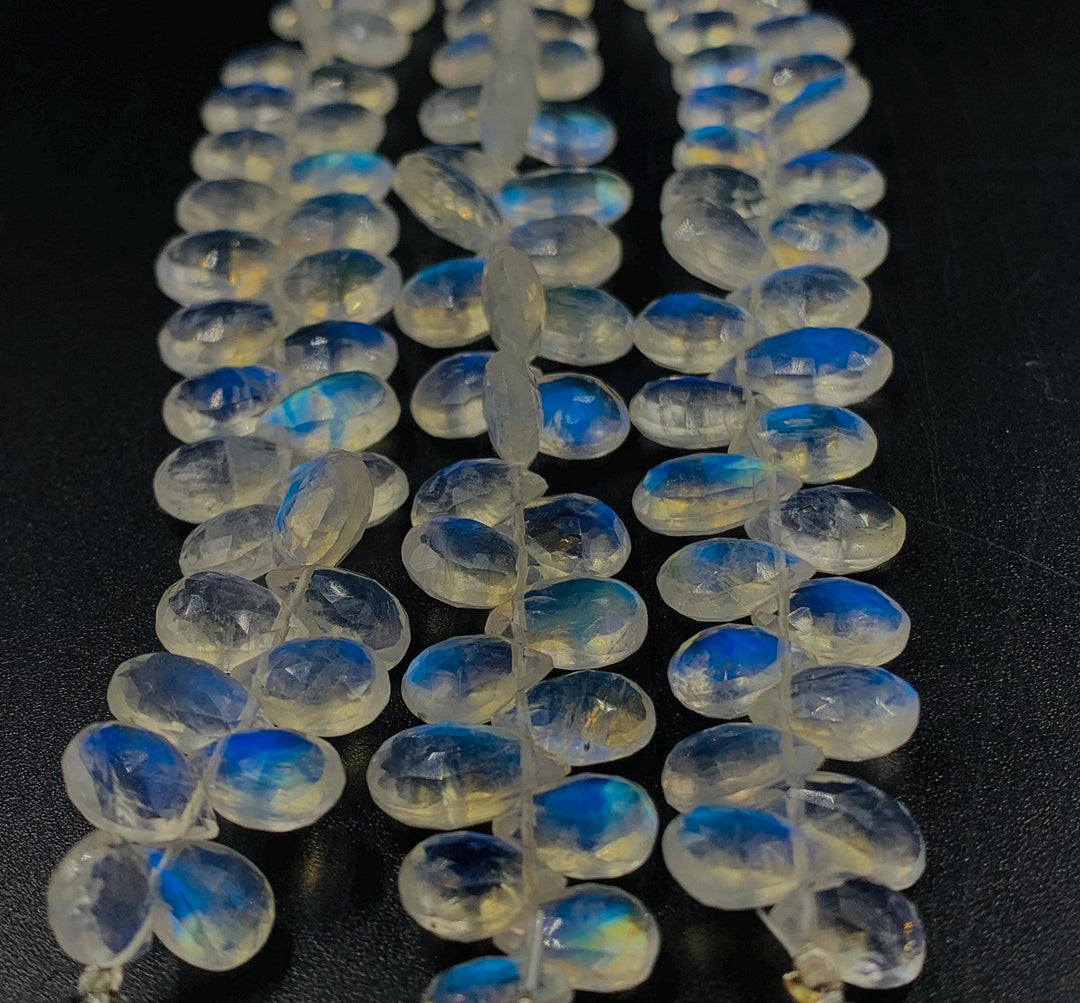 AAA quality Natural Rainbow Moonstone Pear Shape beads, 6.5 " inch strand, Rainbow Moonstone Pear Shape gemstone for Jewellery