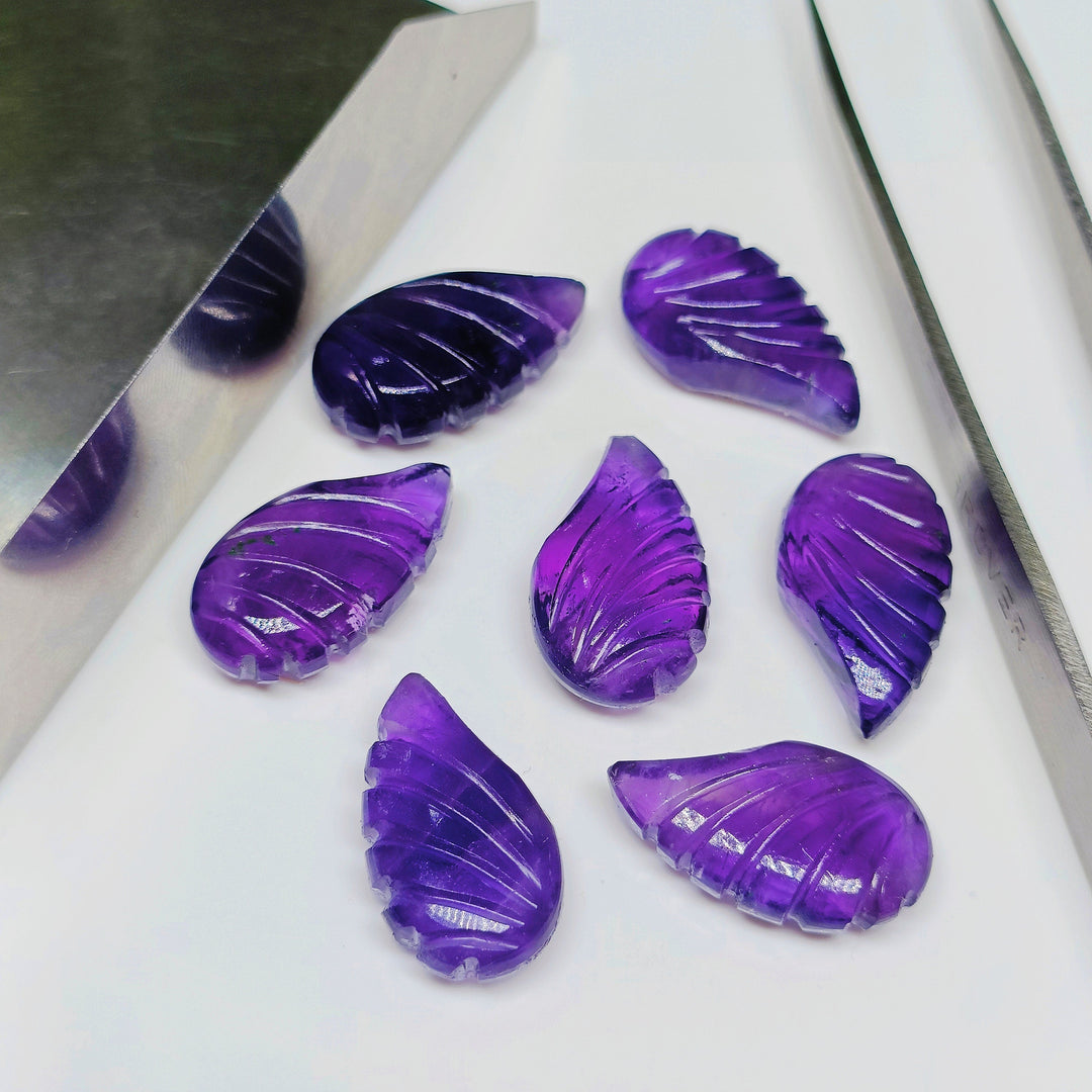 2,3,4,5,6 pcs 100% Natural Purple Amethyst fancy Shape Carving, Hand carved Fancy shape Gemstone, carved Gemstone jewelry Making,18X10 mm