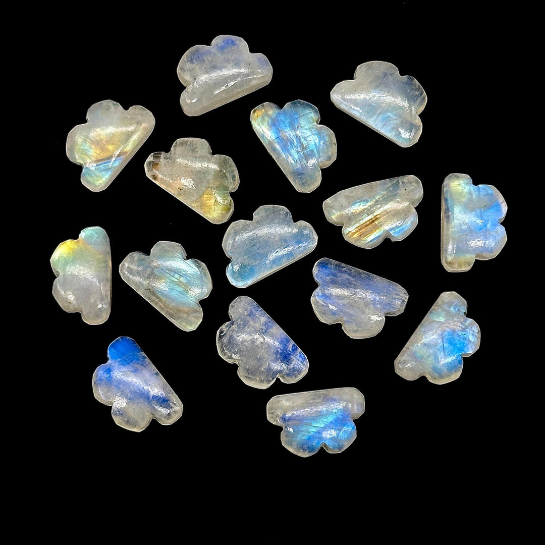 Flashy Rainbow Moonstone Clouds Shape Beads, Rainbow Smooth Cloud Beads, Carved Cloud Gemstone Charms, 12 MM, Loose Carved Briolettes
