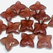 2,3,4,5 Pcs Natural Pink Strawberry Hand Carved Flower Shape, Carved Flower Shape Gemstone For Jewellery, Flower Shape Gemstone, 12 mm
