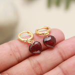 Load image into Gallery viewer, January Birthstone, Natural Granet Faceted Heart Earrings, Fancy Girls Jewelry, 10 MM Heart Jewelry for Her, Red Garnet Love Jewelry