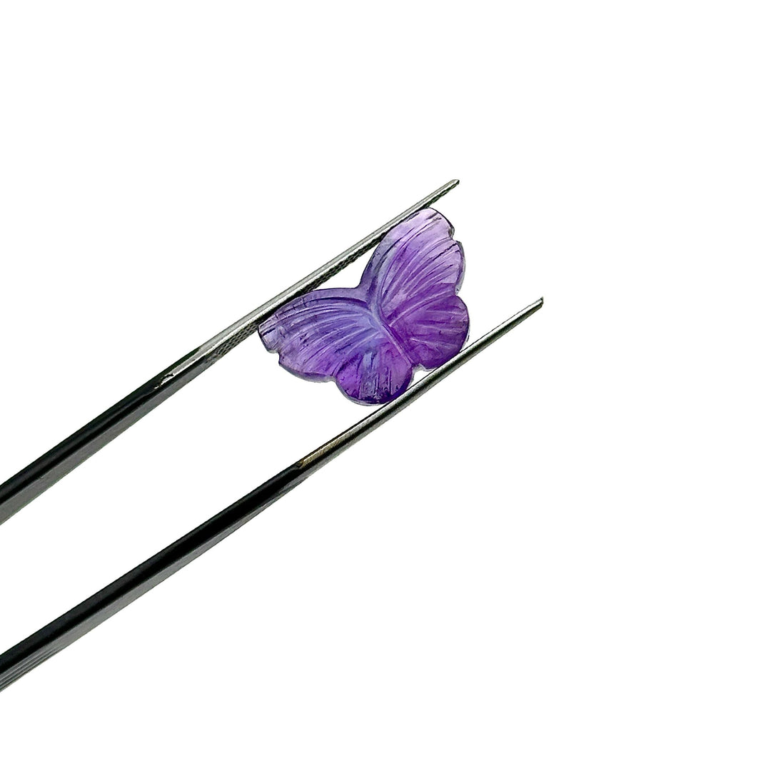 Carved Amethyst Butterfly Beads: Natural Gemstone Charms (11x18mm)