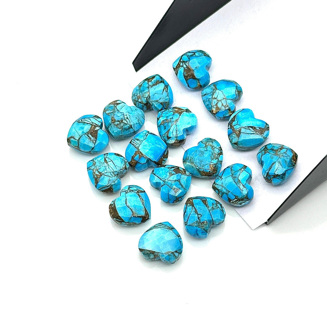 Tiny Copper Turquoise Heart Shape Beads, AAA Turquoise Faceted Heart Shape Briolette's, AAA Hand Carved Heart Charm, 8 MM, Heart Craft Beads