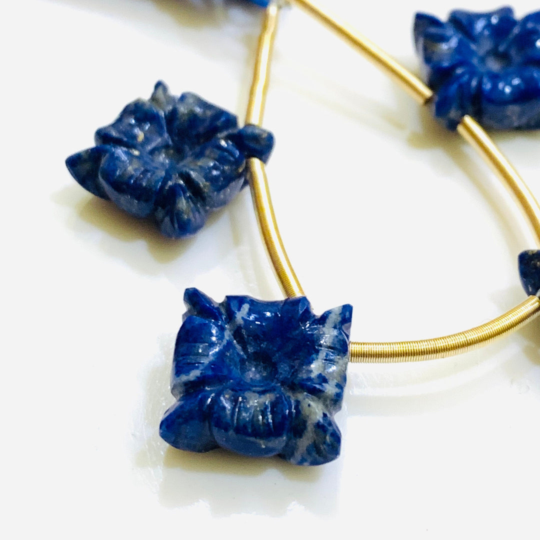 1,2,3,4,5 pcs 100% Natural Lapis Lazuli Fancy Shape Carved Gemstone, Fancy Shape Carving, Carved Gemstone For Jewellery 12.3 mm