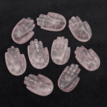 Load image into Gallery viewer, Natural Rose Quartz Hamsa Shape Carving Gemstones, 25 MM Palm Shape Gemstone, Healing Power Of Hamsa, Hand Carved Jewelry Making Charms