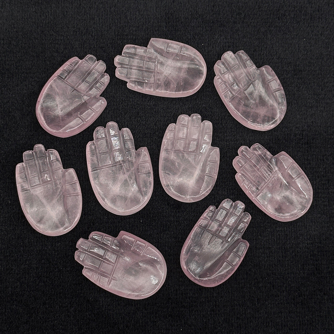 Natural Rose Quartz Hamsa Shape Carving Gemstones, 25 MM Palm Shape Gemstone, Healing Power Of Hamsa, Hand Carved Jewelry Making Charms