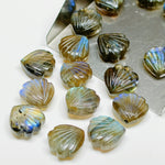 Load image into Gallery viewer, Natural Blue Flashy Labradorite Shell Shape Briolette's, Hand Carved Shell Shape Beads, Shell Shape Gemstone, 12 mm Shell Charms For Jewelry