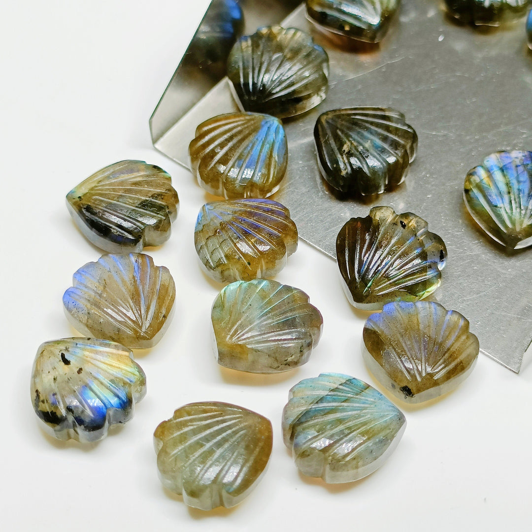 Natural Blue Flashy Labradorite Shell Shape Briolette's, Hand Carved Shell Shape Beads, Shell Shape Gemstone, 12 mm Shell Charms For Jewelry