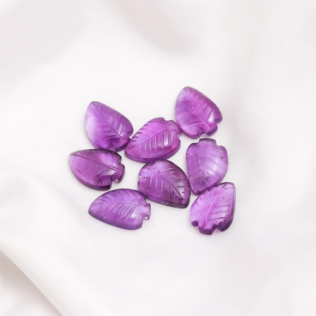 Purple Amethyst Leaf Shape Beads, Carved Amethyst Leaf Shape Gemstone Briolettes, Leaves Beads, 17 MM Loose Leaf Charms, February Birthstone