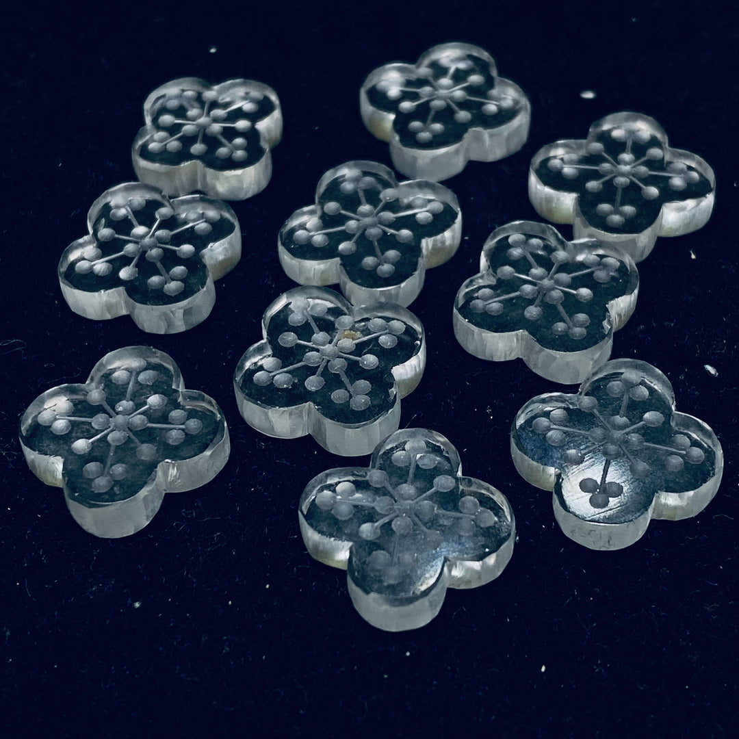 1,2,3,4 Pcs Natural crystal quartz Hand Carved Flower Shape, Carved Flower Shape Gemstone For Jewellery, Flower Shape Gemstone, 14mm