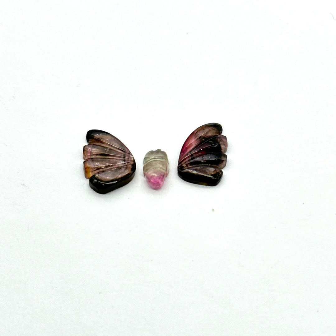 natural tourmaline Butterfly Shape Carving, Hand carved tourmaline Butterfly loose carving, carved butterfly  jewelry Making 22x11mm.