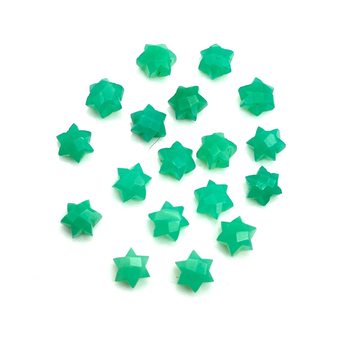 Natural Chrysoprase Little Stars, Green Chrysoprase Star Shape Beads, 6 MM Star Shape Gemstone for Jewelry, 6 Sides Carving Star Beads