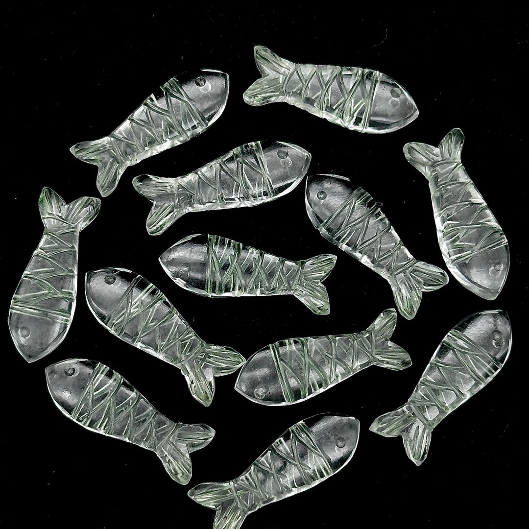 Natural Crystal Quartz Fish Shape Beads, AAA Clear Crystal Fish Shape Briolette's, Marine Sea Fishes, 25 MM, Fish Charms for Jewelry