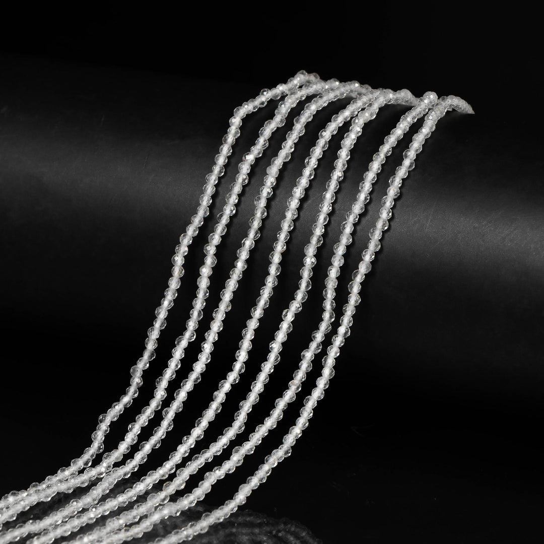 Natural Crystal Quartz Round Shape Beads, 2 MM AAA Crystal Faceted Gemstone Beads, 13 Inched Clear Crystal Loose Beads Strand for Jewelry
