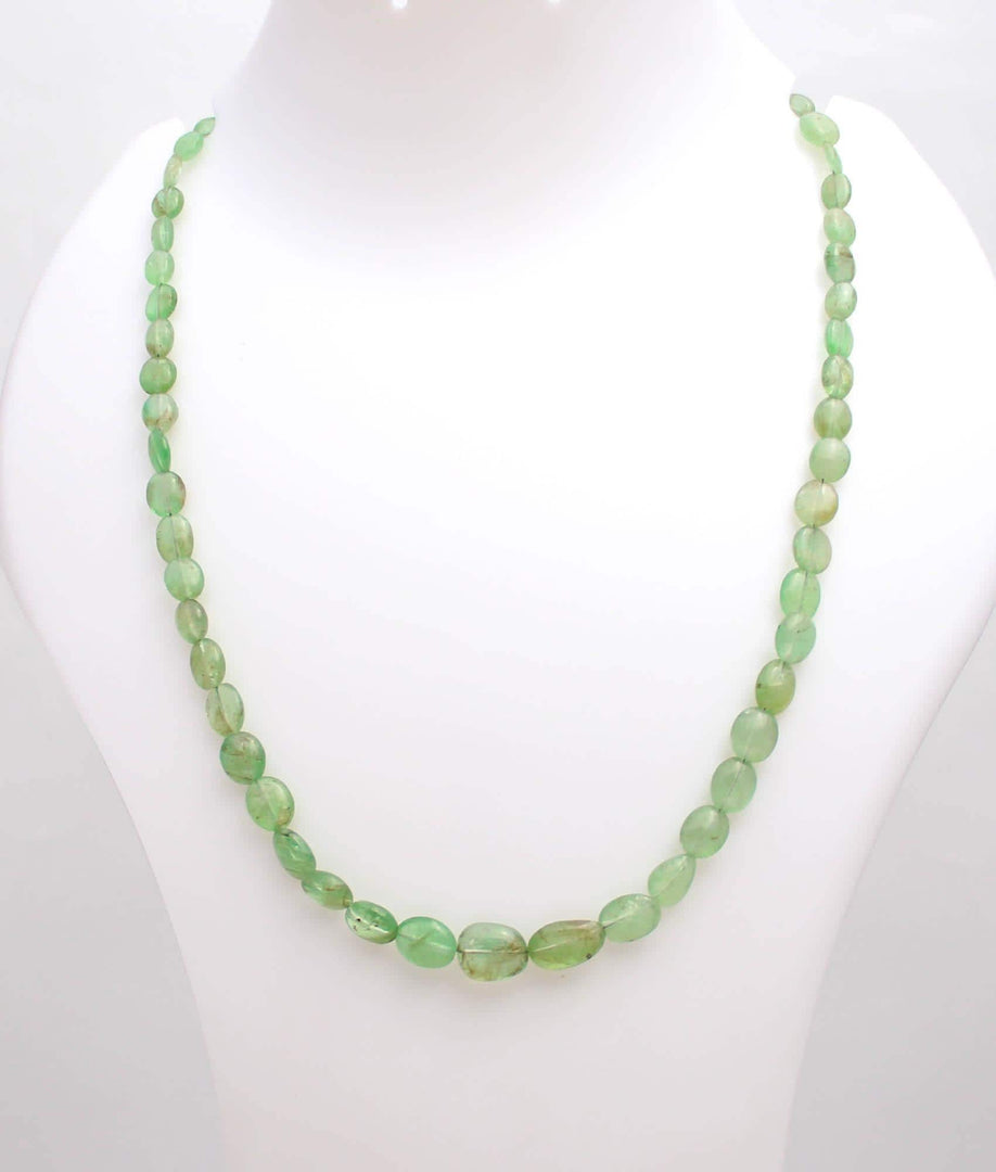 Natural Emerald Oval Beads Necklace, AAA Emerald Beaded Necklace, Sterling Silver Gemstone Jewelry, Bridesmaid Necklace Gifts
