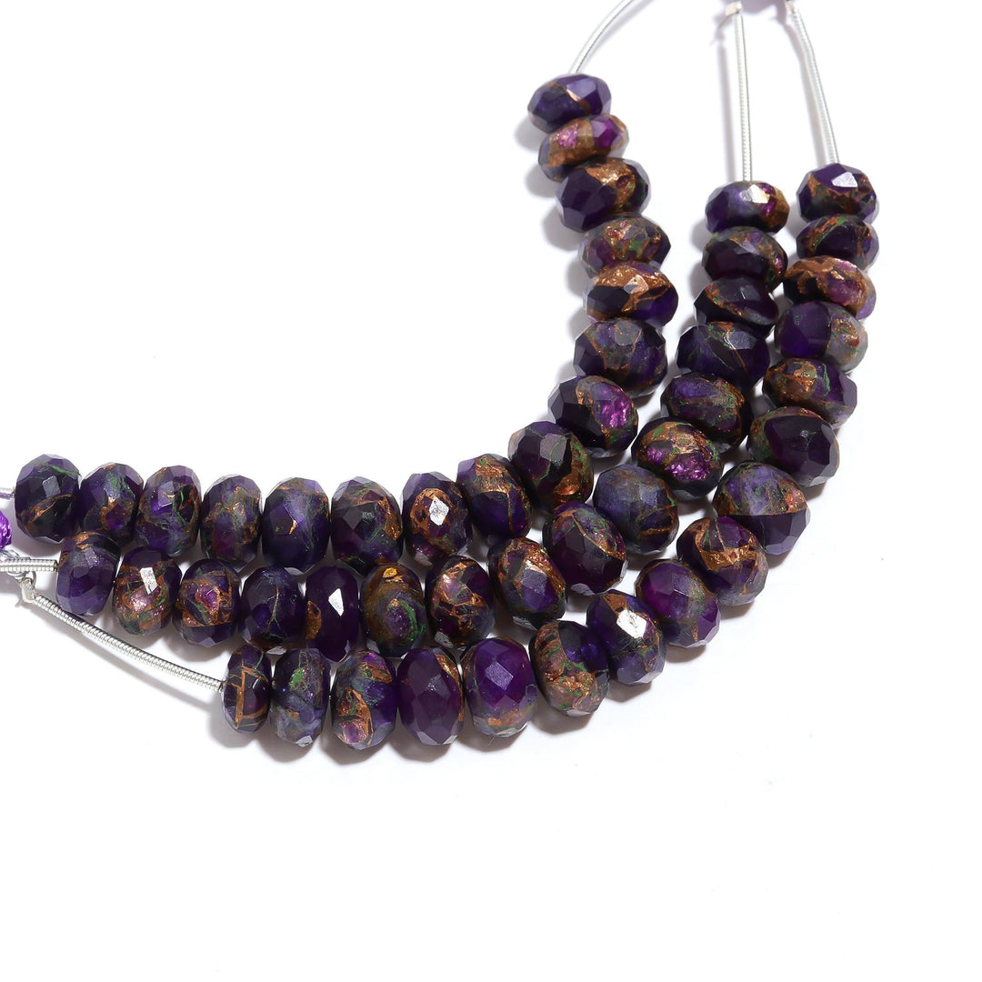AAA Copper Amethyst Faceted Beads, Copper Amethyst Faceted Rondelle Beads, 9-10 MM Healing Gemstone Beads for Jewelry, Amethyst Loose Beads