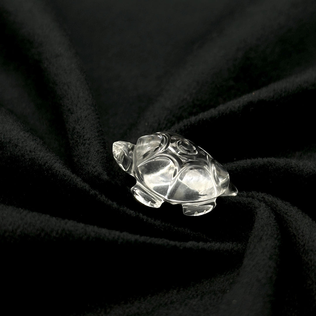 Natural Crytal Quartz Turtle Shape Gemstone Carving, 17X25 MM Minimalist Turtle Carving for Jewelry, Handmade Harmony Gemstone Beads Carving