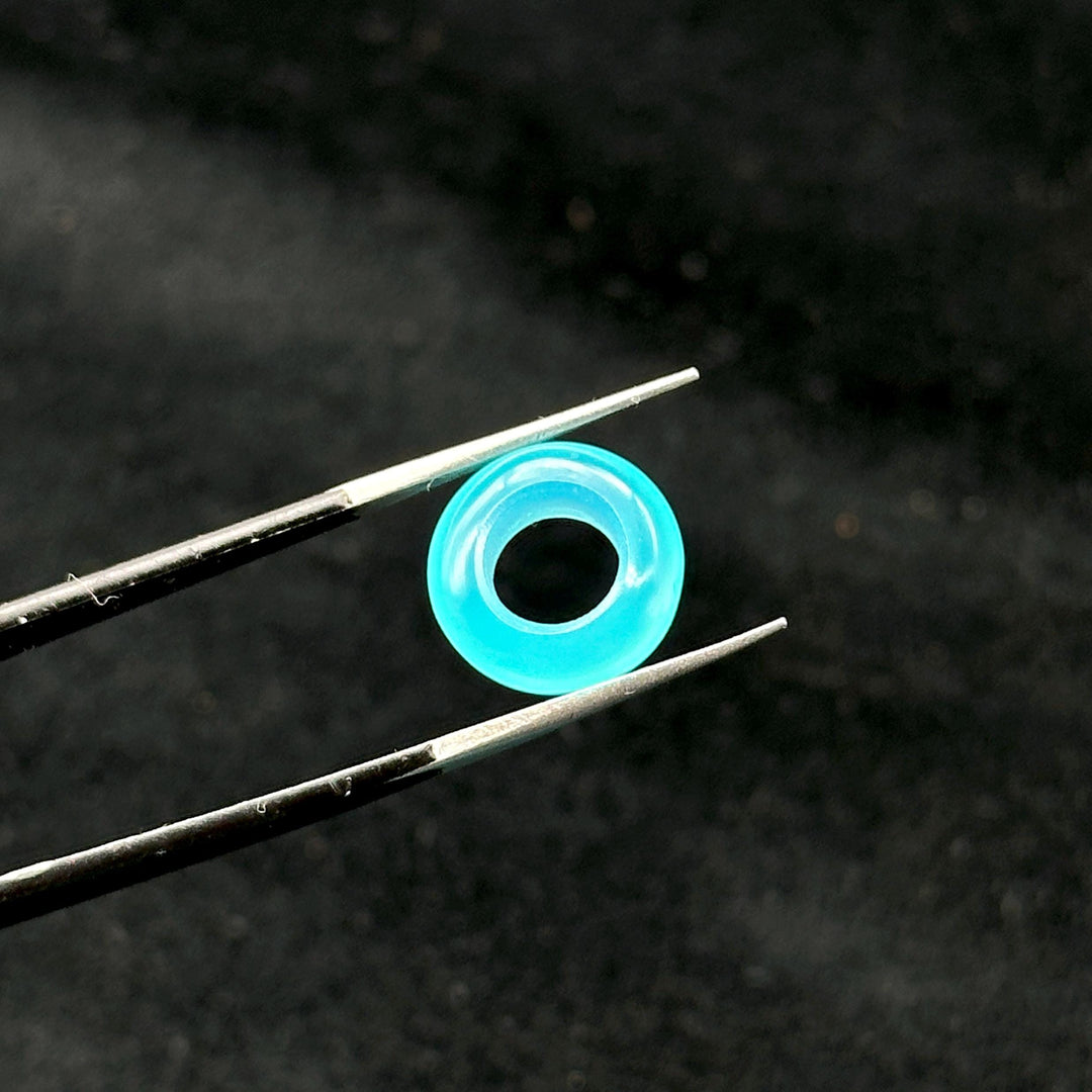 Aqua Chalcedony Donut Shape Gemstones, Aqua Chalcedony Donut Carving, Healing Gemstone Beads, 12 mm Smooth Donut Beads, Gemstone Rings
