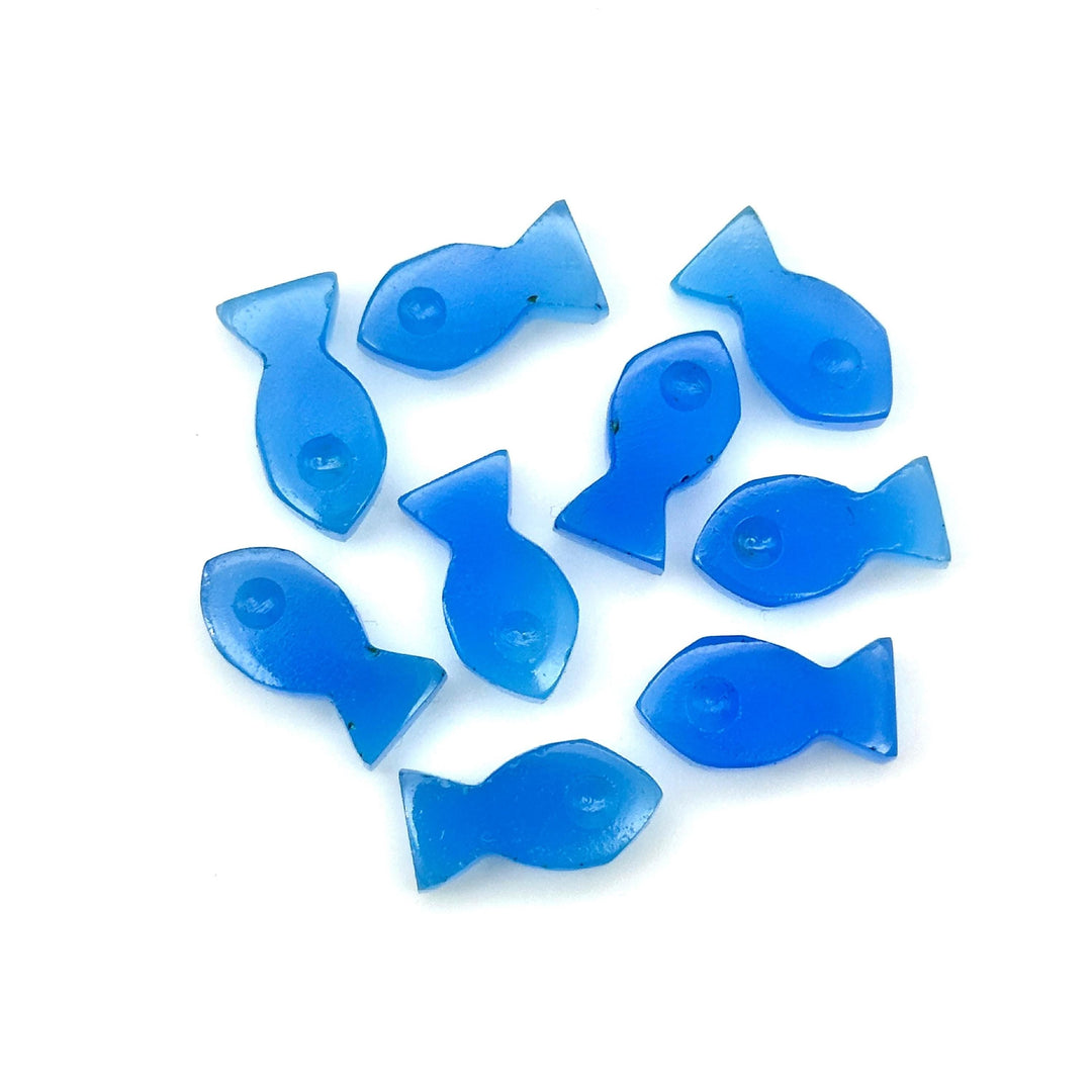Pretty Blue Chalcedony Fish Charm Beads, Fancy Fish Shape Carved Gemstone, 7X14 MM Loose Gemstone Fishes For Jewelry Making, Fish DIY Beads