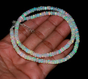 Flashy Ethiopian Opal Necklace, White Ethiopian Rondelle Bead Bracelet, Faceted Beads Jewelry, 4-5 MM Beads, Gifts for Women's, Gift for Her