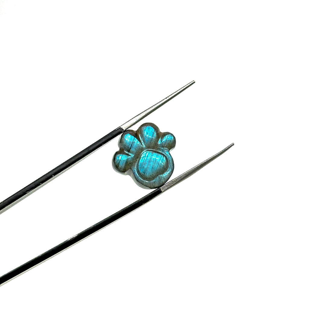 AAA+ Labradorite Hand Carved Dog Paw, Natural Labradorite Gemstone Flat Back Paw Carving, 13 MM Paw Charm, Dog/Cat Cute Paws for Jewelry