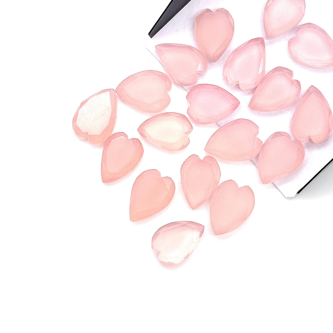 AAA Pink Chalcedony Elongated Heart Shape Beads, Faceted Heart Shape Gemstone, Pink Loose Heart Crystals Beads for Jewelry Making, 13 MM