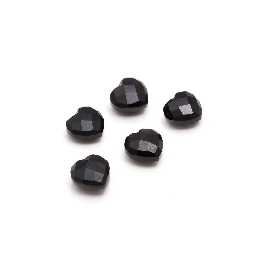 AAA Black Onyx Little Heart Beads, Natural Black Onyx Faceted Heart Shape Briolette's, Hand Carved Gemstones, Jewelry Making Beads 8 MM