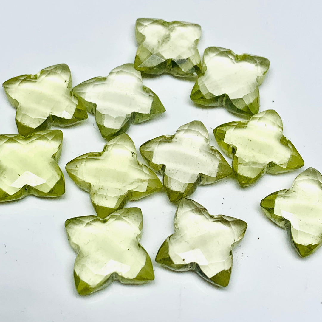 2,3,4,5 Pcs Natural Lemon Quartz Hand Carved Flower Shape, Carved Flower Shape Gemstone For Jewellery, Flower Shape Gemstone, 12 mm