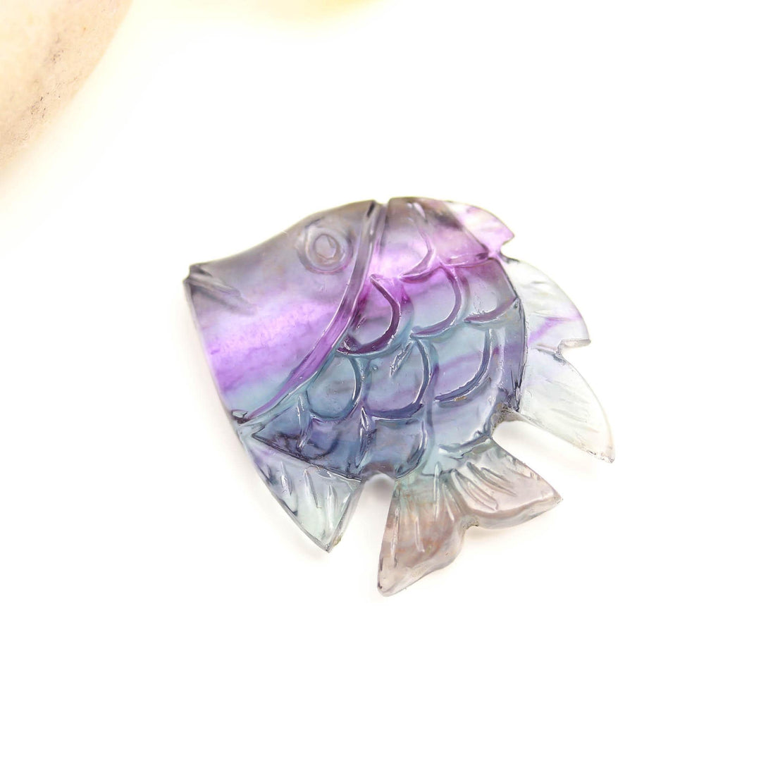 Beautiful Rainbow Fluorite Fish Shape Stone, Natural Fluorite Sea Fishes for Home Decor, Crystal Gifts, Reiki Healing, 23X30 MM