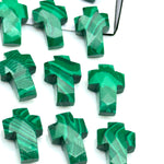 Load image into Gallery viewer, Natural Malachite Cross Shape Beads ~ Malachite Carvig Gemstone Beads ~ Faceted Malachite Beads ~ 15 MM Cross Charm Beads ~ Holy Cross Beads